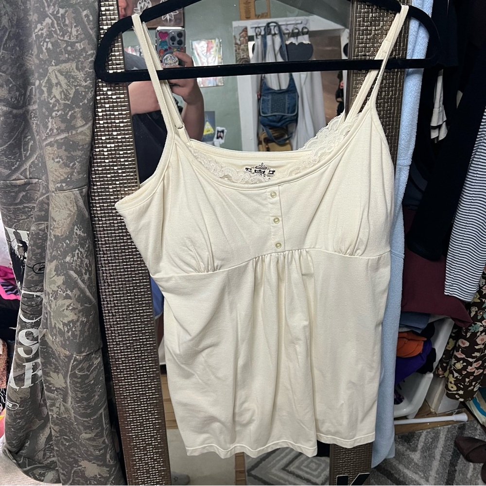 Route 66 Cream Lace-Trim Cami Top